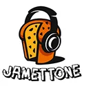 Jamettone logo by ExP hip hop artist. Logo shows a panettone wearing headphones