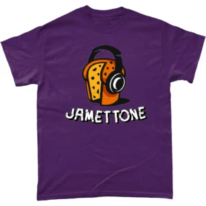 purple coloured t-shirt showing Jamettone logo by ExP hip hop artist