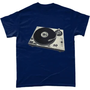 Navy t-shirt showing deck logo by ExP hip hop artist